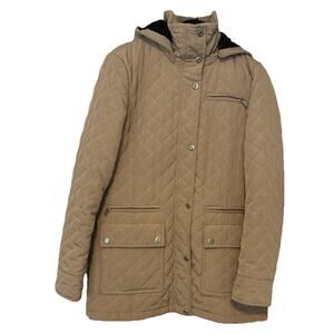 Calvin Klein Diamond Quilted Jacket Size Small Detachable Hood MSRP $200 Red